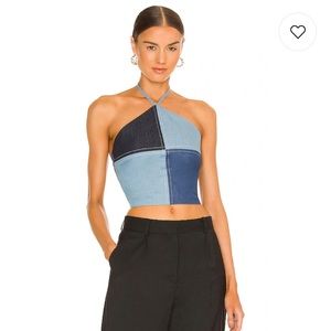 NEW! REVOLVE MUSIER PARIS DENIM HALTER TOP